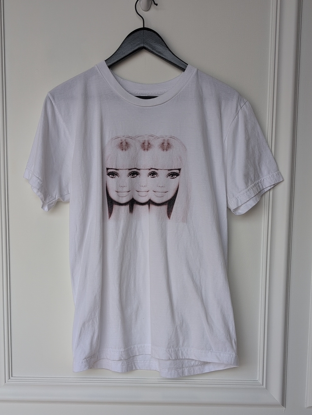 American Apparel White Graphic Tee with Triple Doll Face